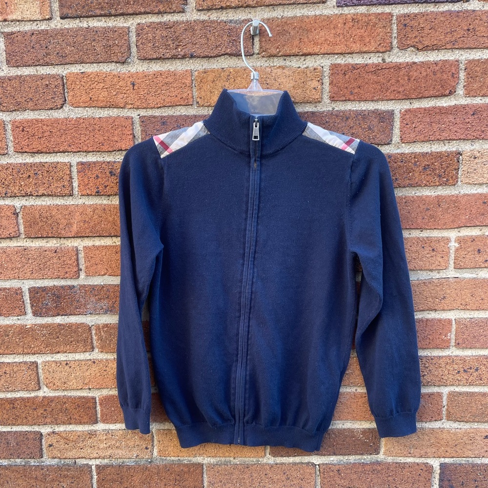 Burberry children zip up navy blue sweater